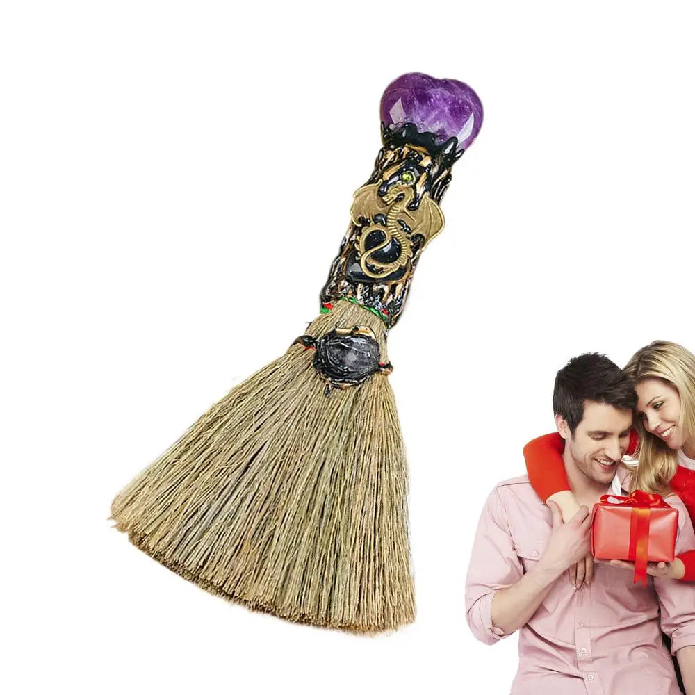 Crystal Heart Altar Broom — Witch's Hearth Collection